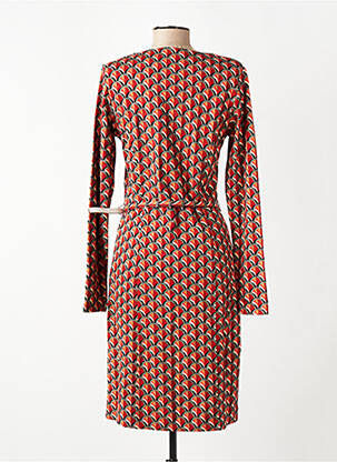 Robe mi-longue imprimé fantaisie manches longues orange 4 FUNKY FLAVOURS femme