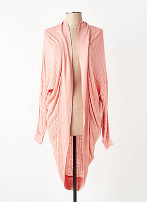 Gilet manches longues col châle rose ZILCH femme