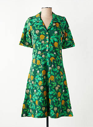 Robe mi-longue imprimé fantaisie manches courtes vert CISSI OCH SELMA femme
