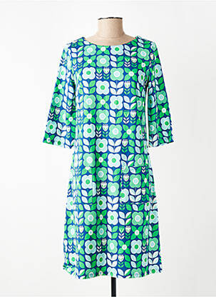 Robe mi-longue imprimé fleurs manches 3/4 bleu CISSI OCH SELMA femme