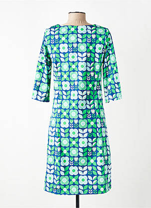 Robe mi-longue imprimé fleurs manches 3/4 bleu CISSI OCH SELMA femme