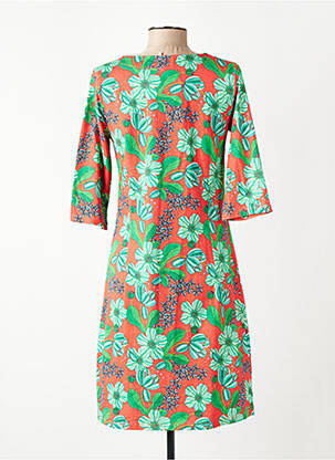 Robe mi-longue imprimé fleurs manches 3/4 orange CISSI OCH SELMA femme