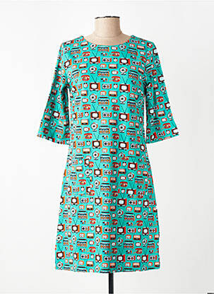 Robe courte manches 3/4 manches 3/4 bleu CISSI OCH SELMA femme