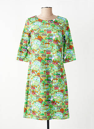 Robe mi-longue manches 3/4 manches 3/4 vert CISSI OCH SELMA femme
