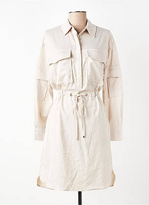 Robe courte coupe fluide manches longues beige LOLA CASADEMUNT femme