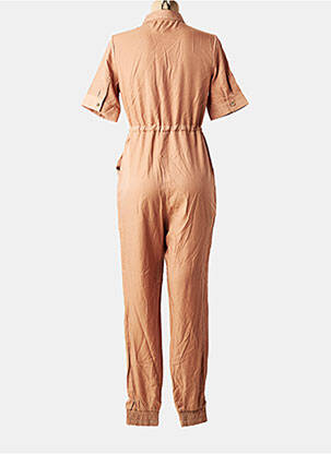 Combi-pantalon col chemisier manches courtes marron KOOIOOK femme