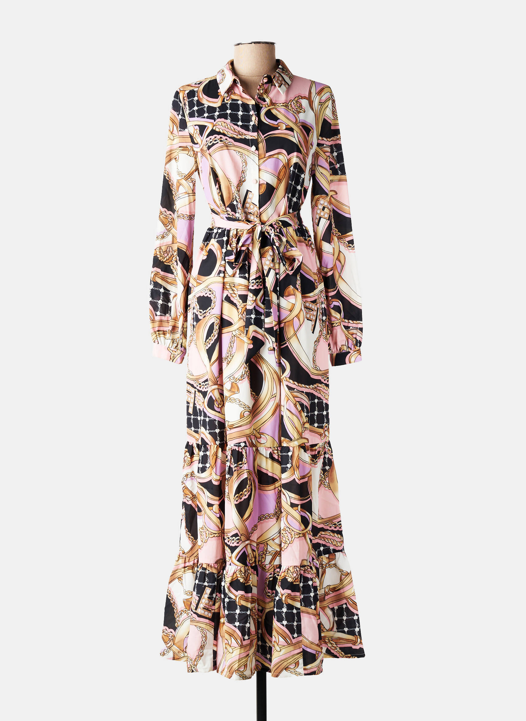 Robe longue manches longues manches longues beige FRACOMINA femme