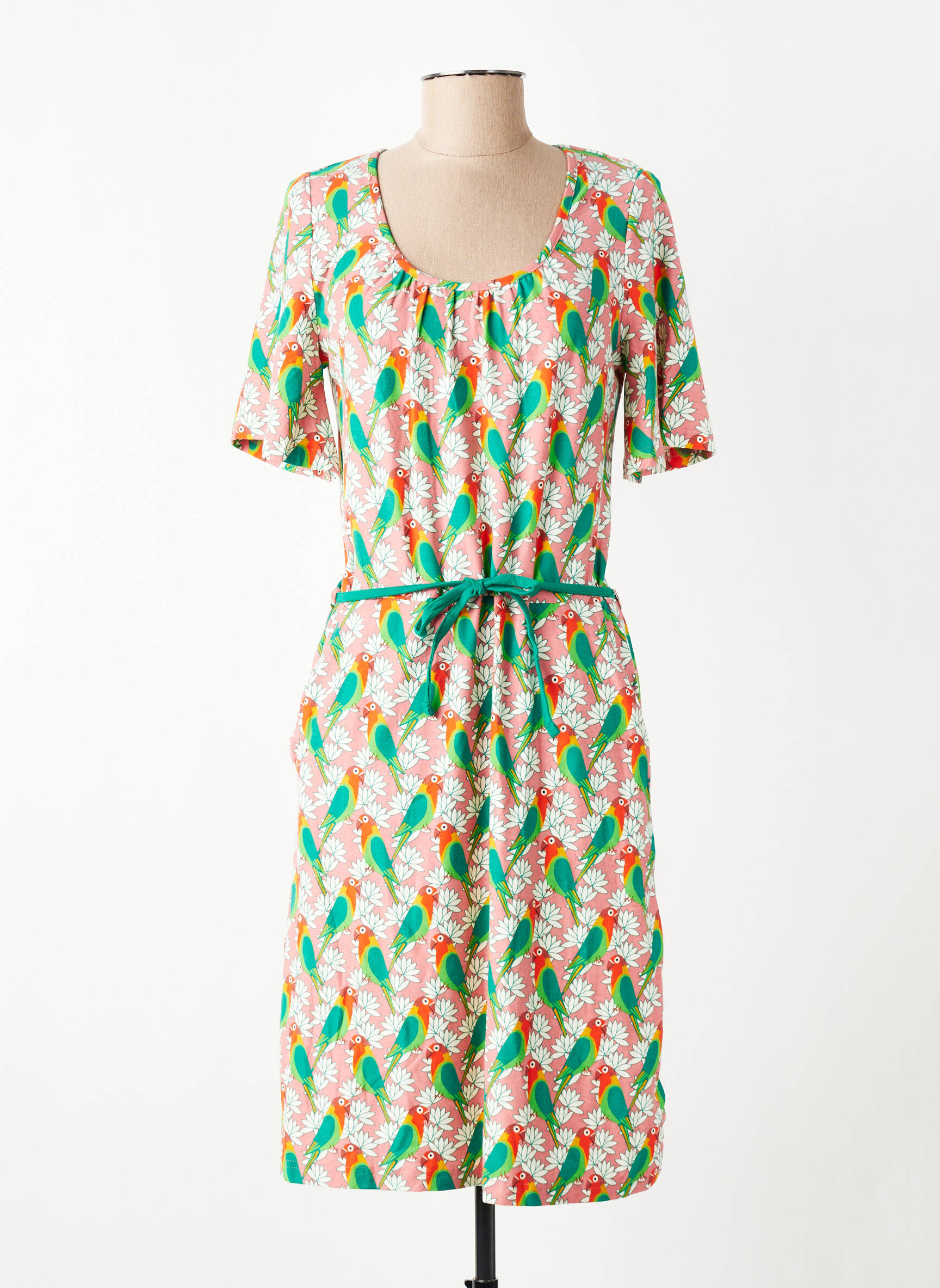 Robe mi-longue imprimé fantaisie manches courtes rose BAKERY LADIES femme