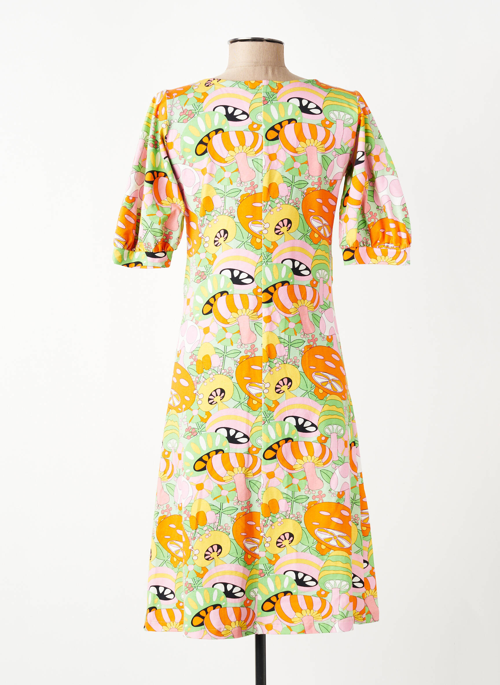 Robe mi-longue manches 3/4 manches 3/4 orange MARGOT femme