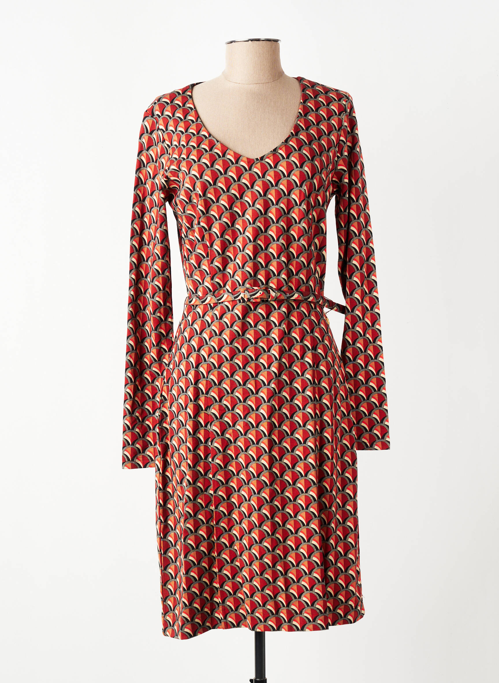 Robe mi-longue imprimé fantaisie manches longues orange 4 FUNKY FLAVOURS femme
