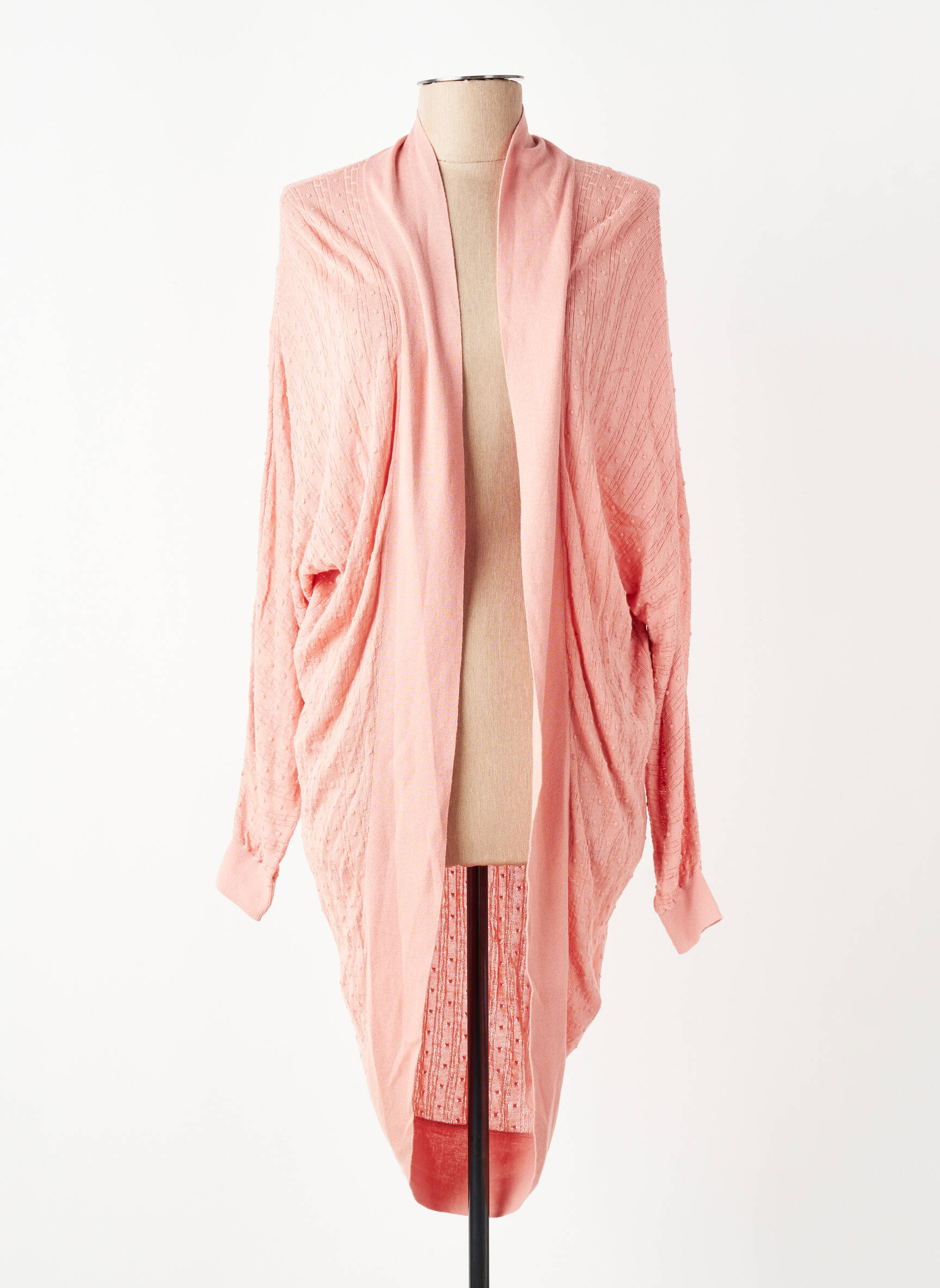 Gilet manches longues col châle rose ZILCH femme