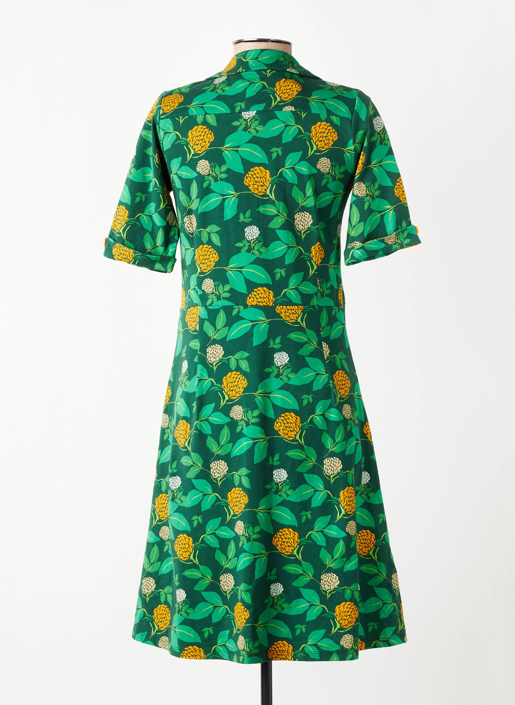 Robe mi-longue imprimé fantaisie manches courtes vert CISSI OCH SELMA femme