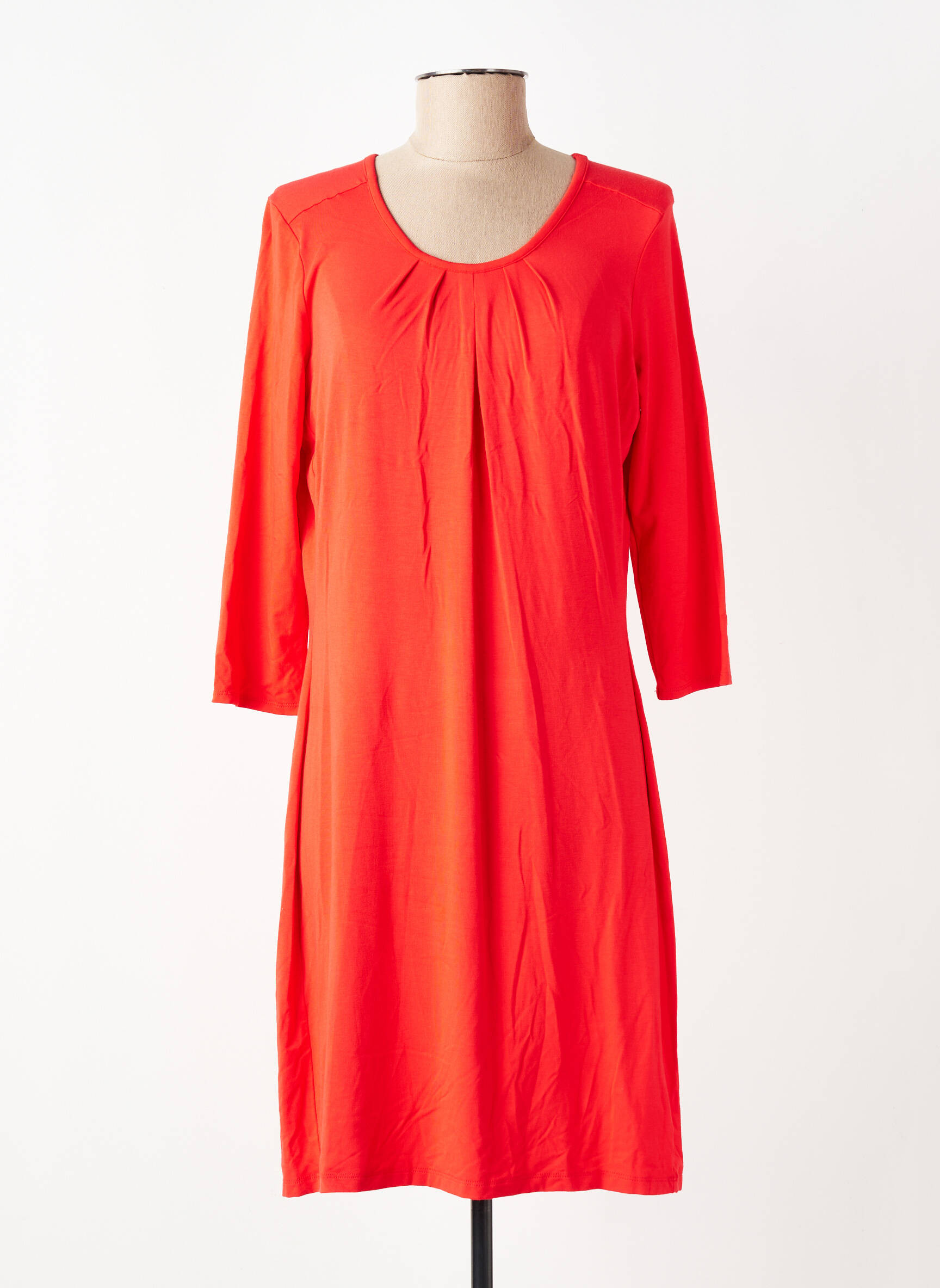Robe mi-longue manches 3/4 manches 3/4 orange ZILCH femme