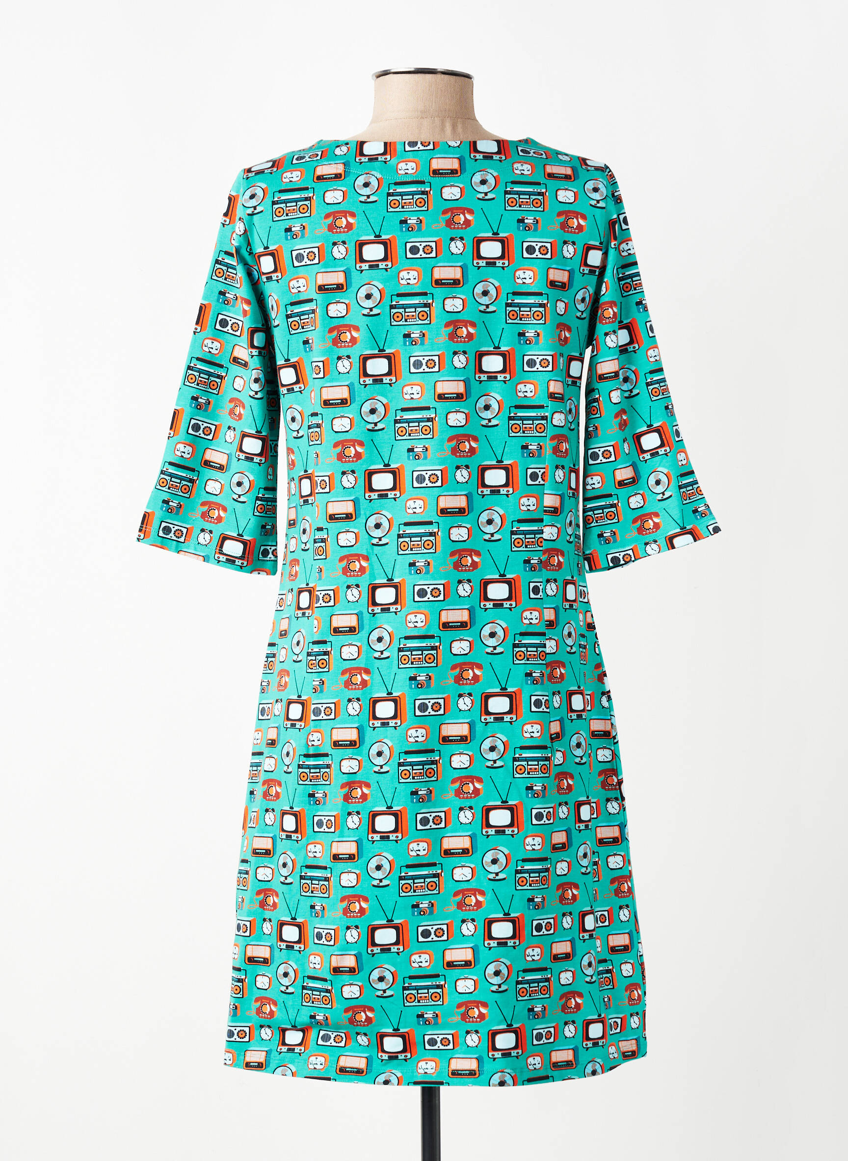 Robe courte manches 3/4 manches 3/4 bleu CISSI OCH SELMA femme