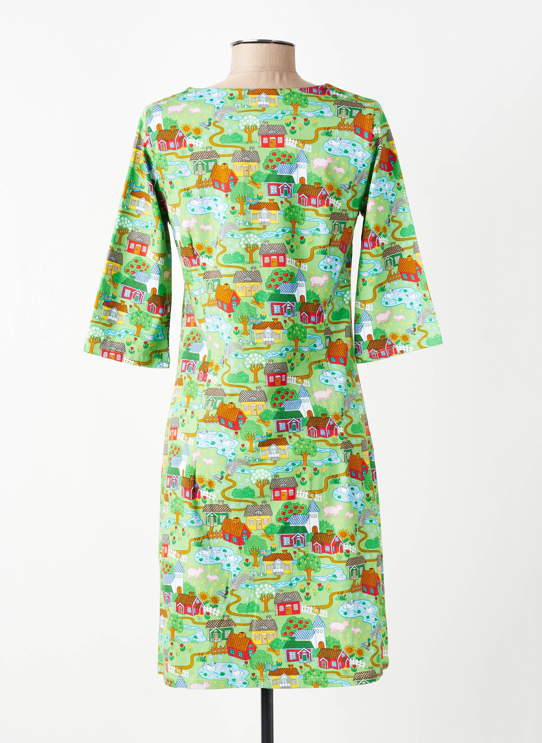 Robe mi-longue manches 3/4 manches 3/4 vert CISSI OCH SELMA femme