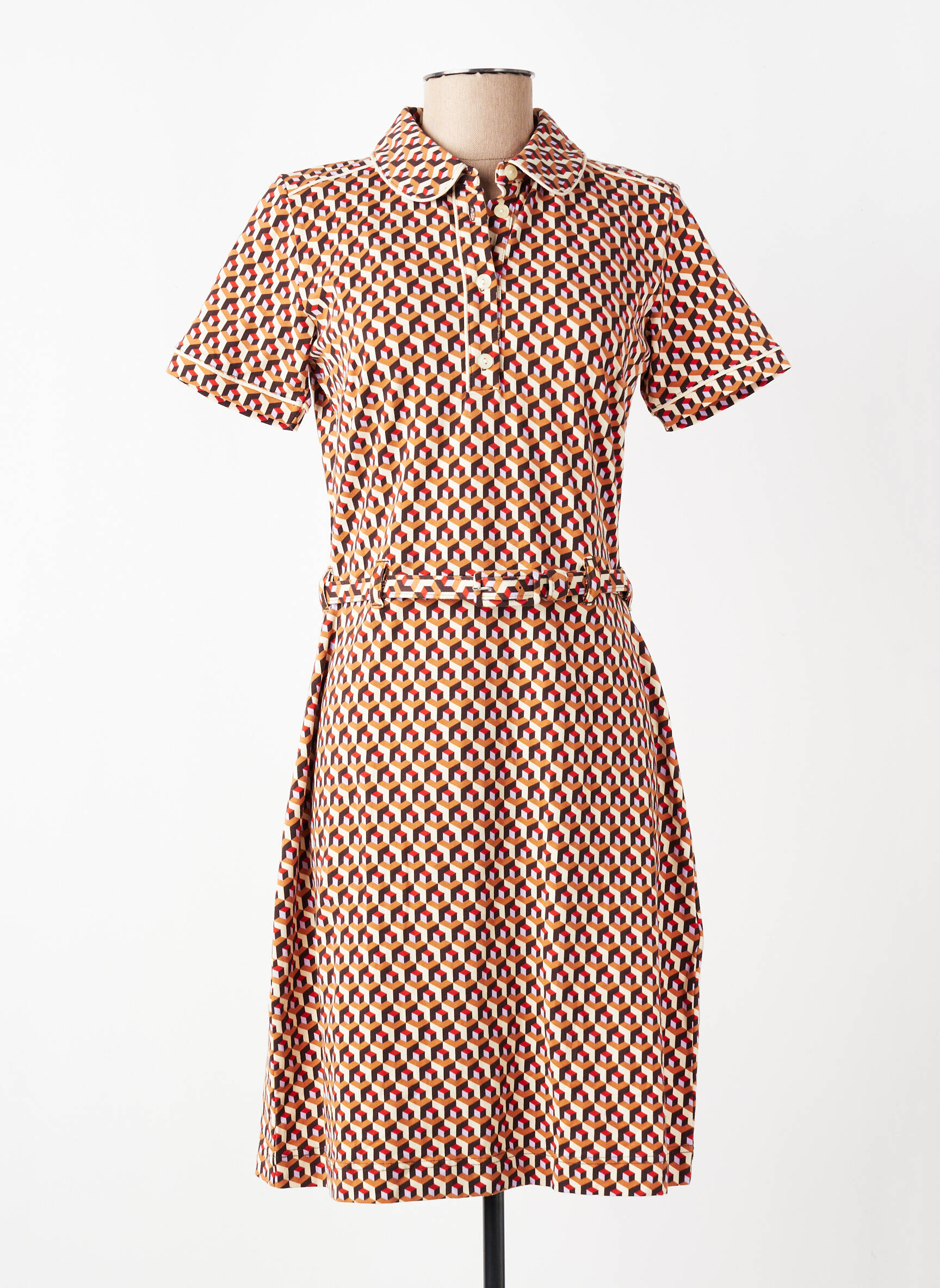 Robe mi-longue manches courtes manches courtes marron 4 FUNKY FLAVOURS femme