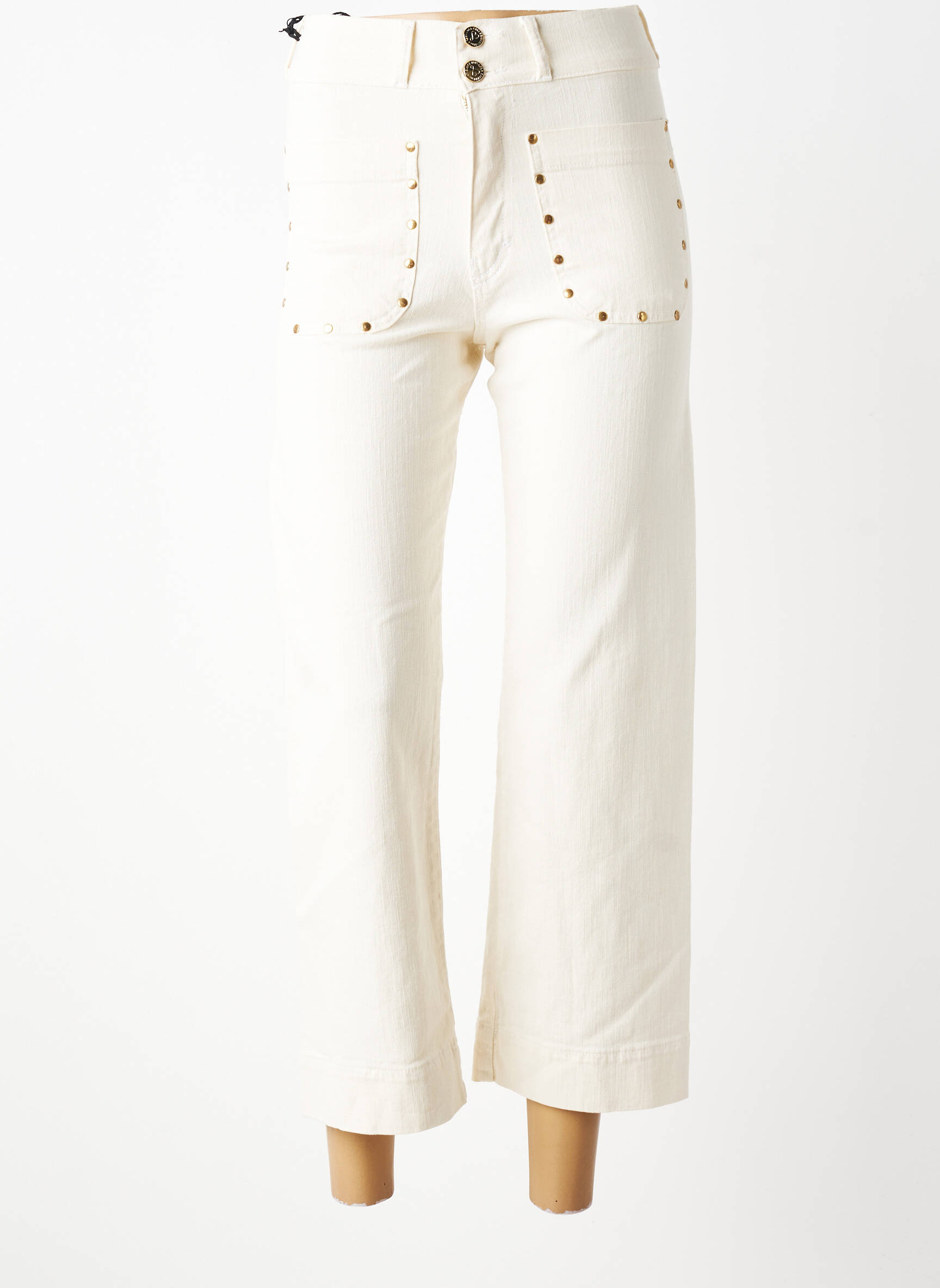 Jeans coupe droite taille haute taille haute beige LOLA CASADEMUNT femme