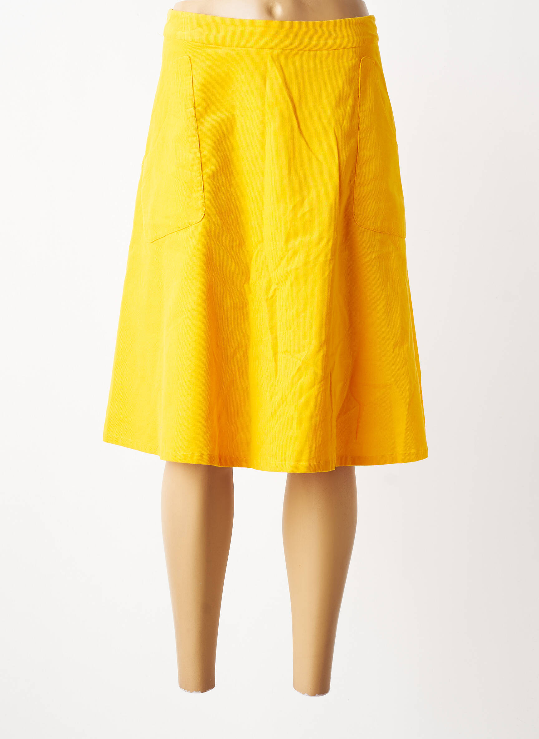 Jupe mi-longue taille à pinces jaune CISSI OCH SELMA femme