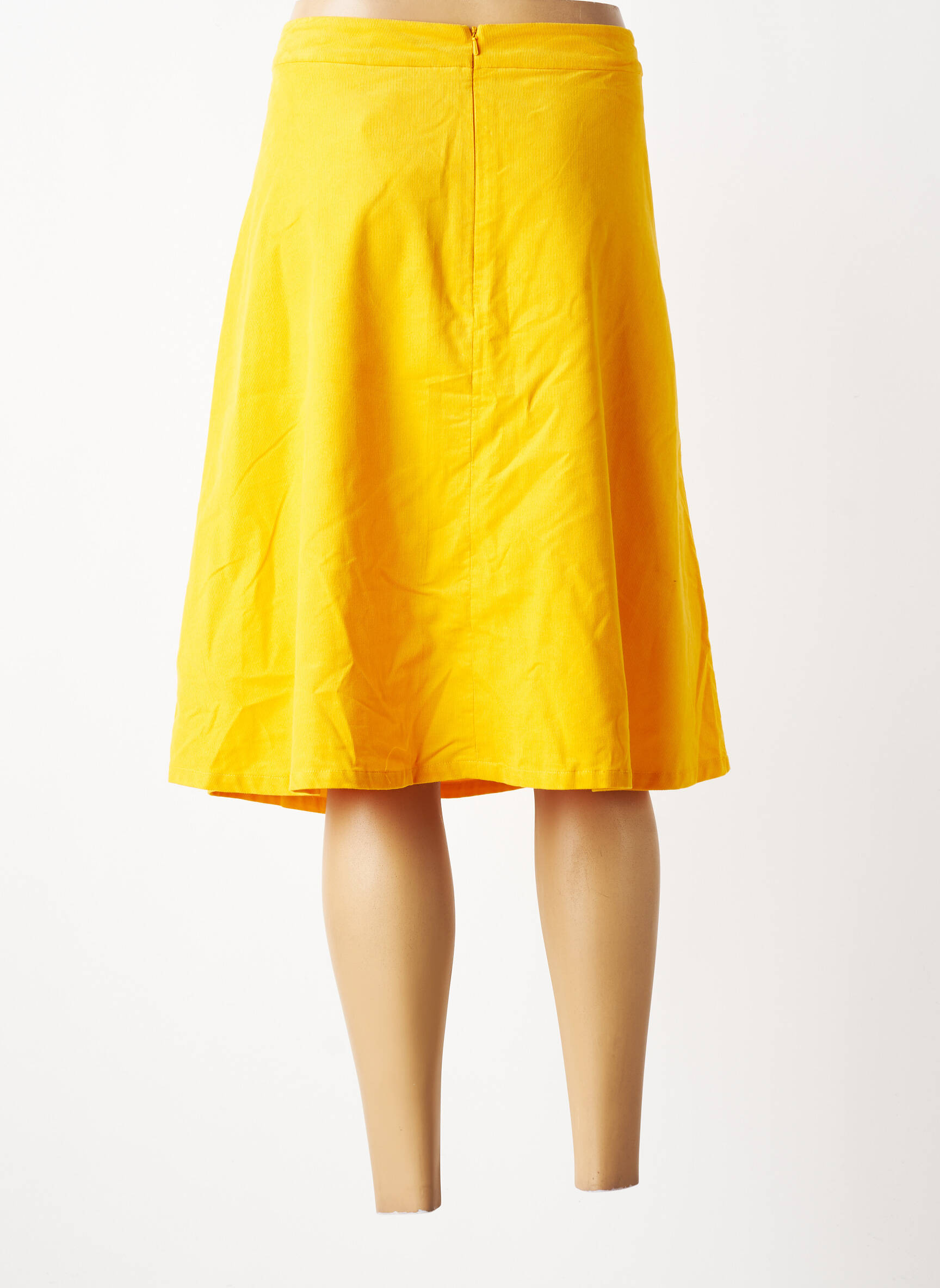 Jupe mi-longue taille à pinces jaune CISSI OCH SELMA femme