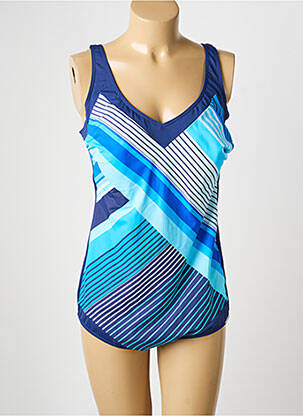 Maillot de bain 1 pièce effet matière satinée haut triangles bleu SUNMARIN femme
