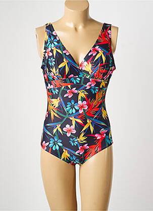 Maillot de bain 1 pièce effet matière satinée haut soutien-gorge avec mousse de rembourrage amovible noir LAGON BLEU femme