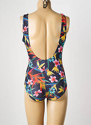 Maillot de bain 1 pièce effet matière satinée haut soutien-gorge avec mousse de rembourrage amovible noir LAGON BLEU femme