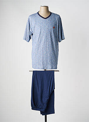 Pyjama col v bleu MASSANA homme