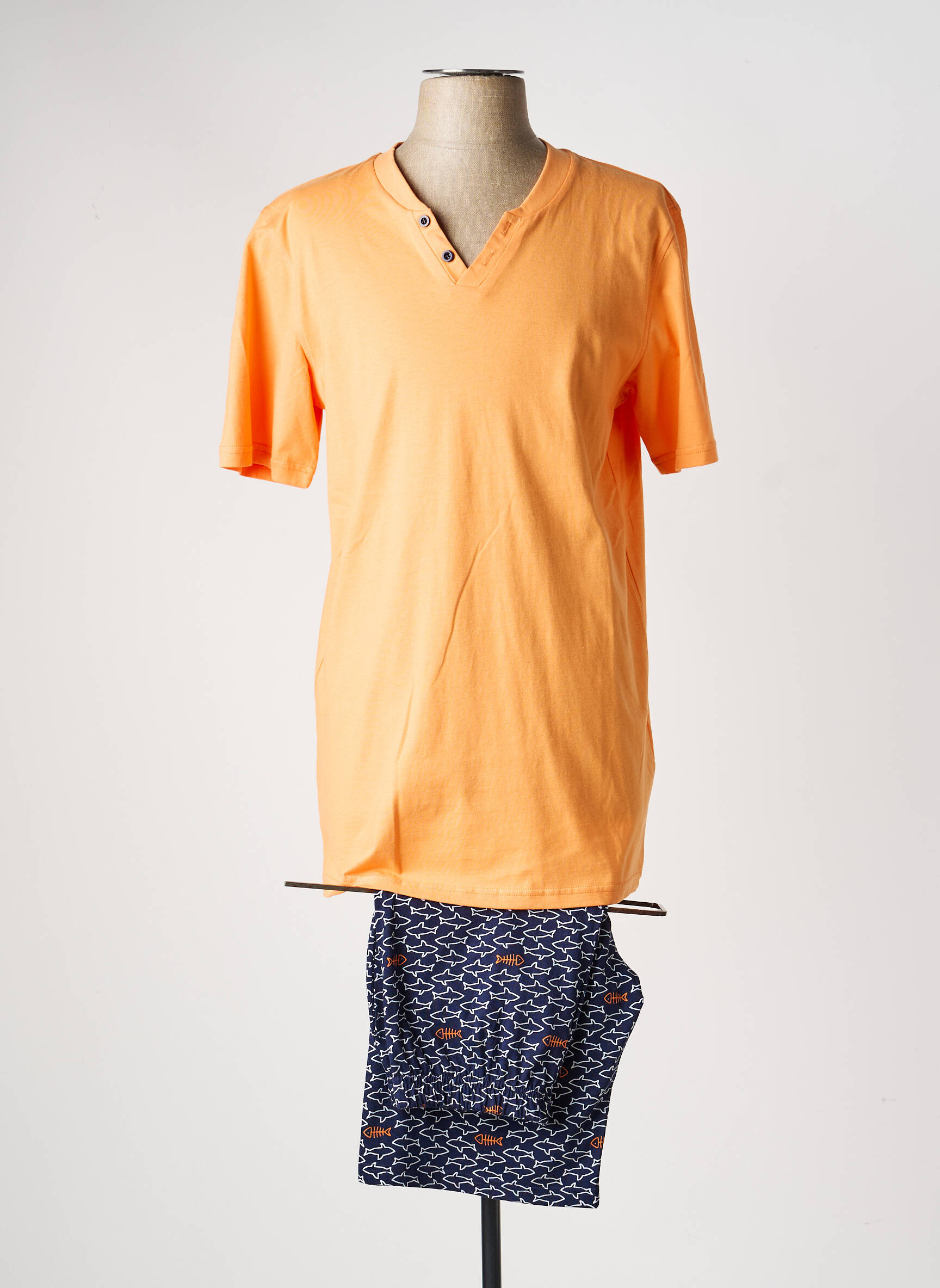 Pyjama col v orange RINGELLA homme