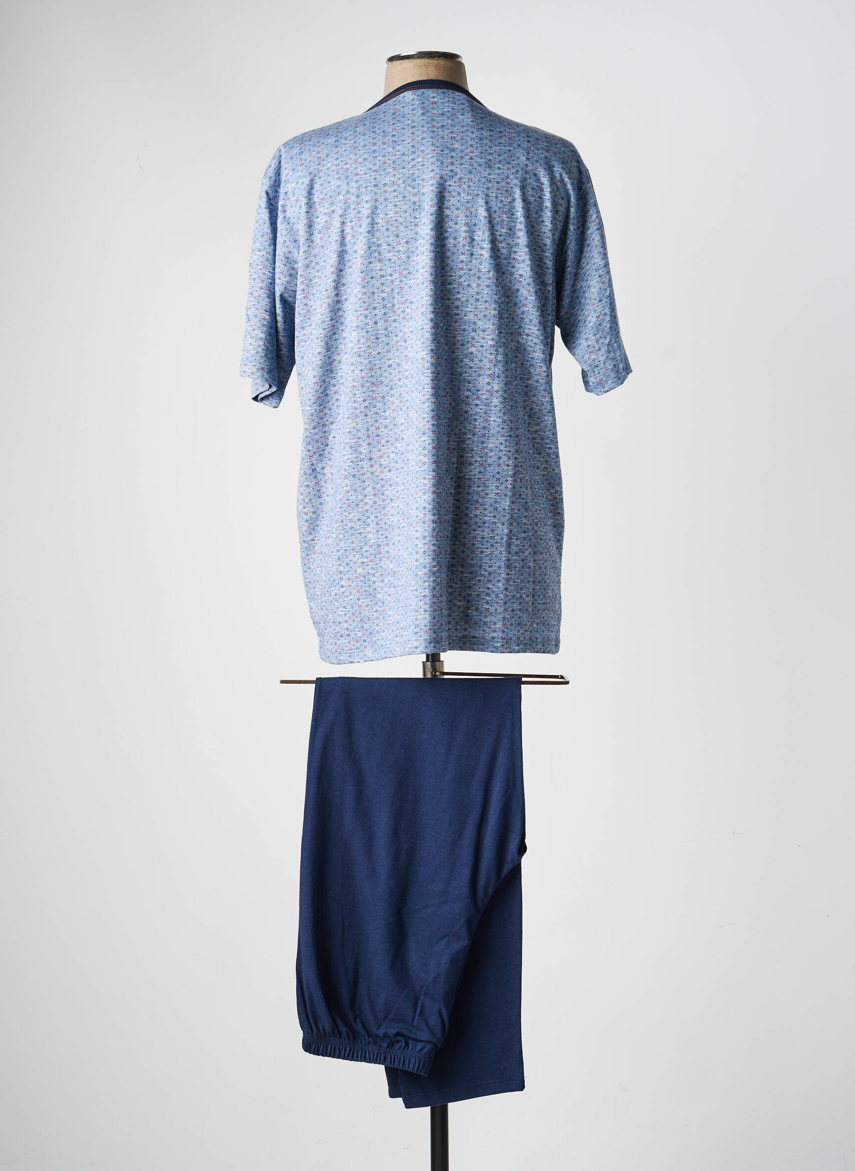 Pyjama col v bleu MASSANA homme