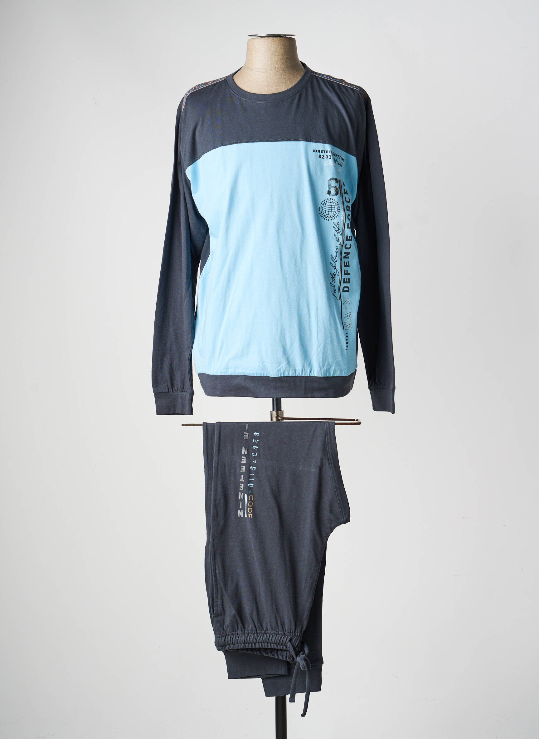 Pyjama col rond gris MASSANA homme