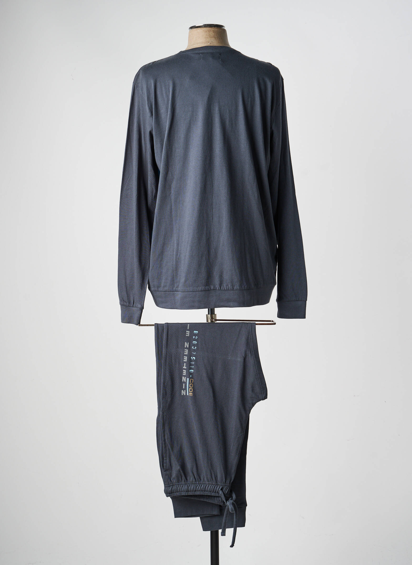 Pyjama col rond gris MASSANA homme