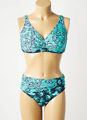 Maillot de bain 2 pièces stretch haut soutien-gorge balconnet bleu SUNMARIN femme
