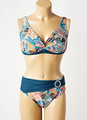 Maillot de bain 2 pièces stretch haut soutien-gorge balconnet bleu SUNMARIN femme