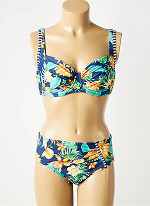 Maillot de bain 2 pièces stretch haut soutien-gorge balconnet bleu SUNMARIN femme