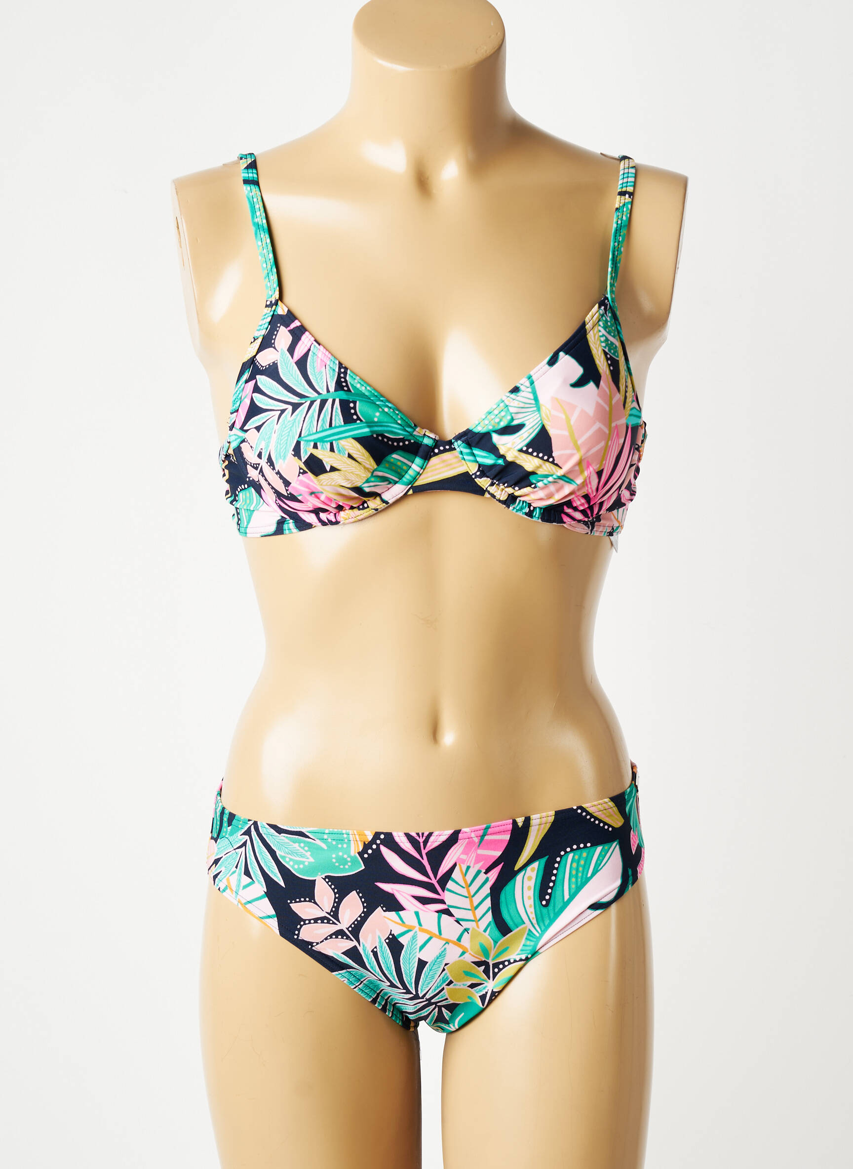 Maillot de bain 2 pièces stretch haut soutien-gorge balconnet vert SUNMARIN femme