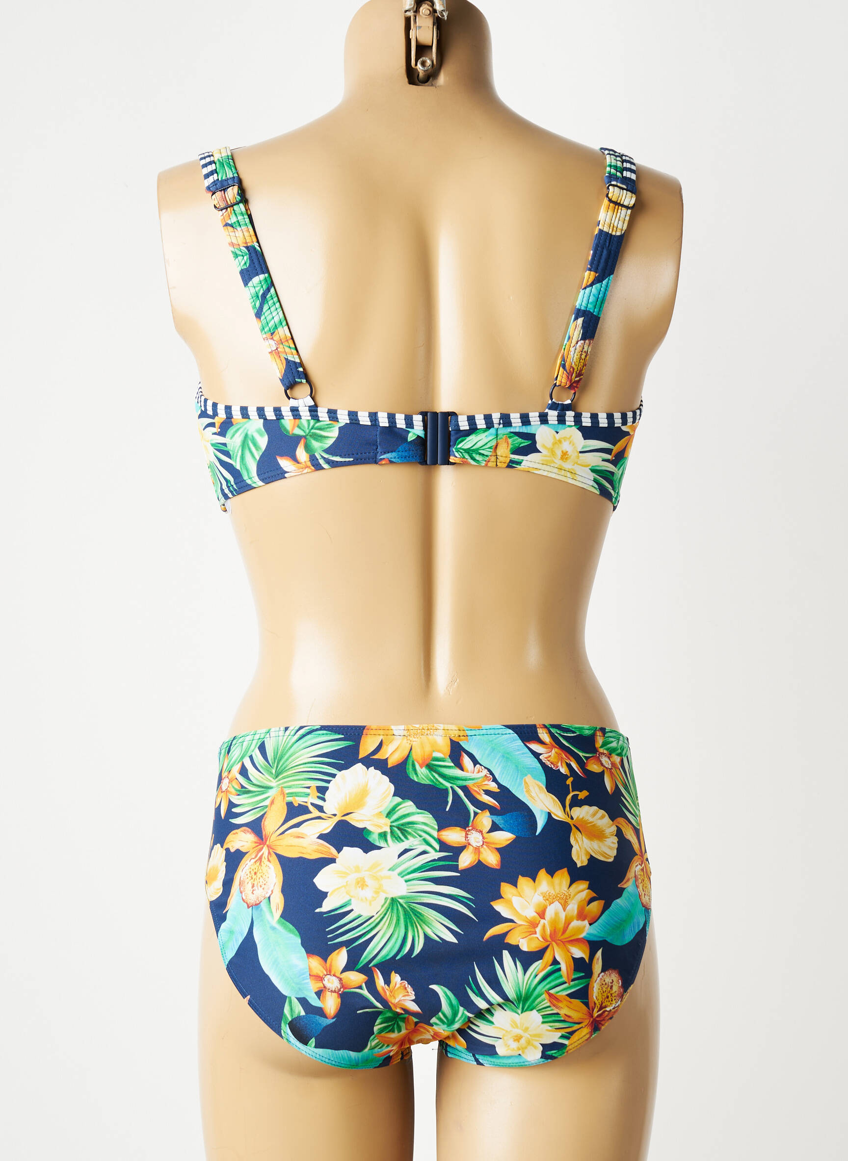 Maillot de bain 2 pièces stretch haut soutien-gorge balconnet bleu SUNMARIN femme