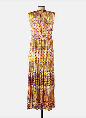 Robe longue imprimé fantaisie sans manche jaune ELORA femme