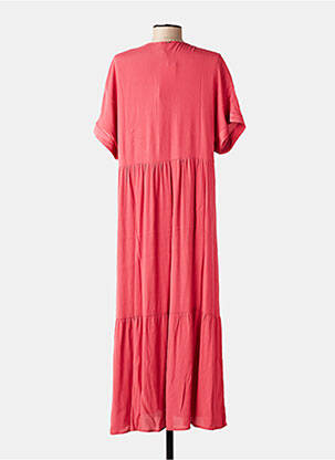 Robe longue manches courtes manches courtes rose ELORA femme