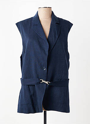 Gilet sans manche poches bleu ELORA femme