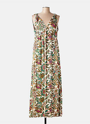 Robe longue imprimé fleurs sans manche vert ELORA femme
