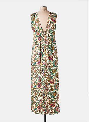 Robe longue imprimé fleurs sans manche vert ELORA femme
