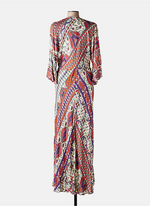 Robe longue imprimé fleurs manches 3/4 orange ELORA femme