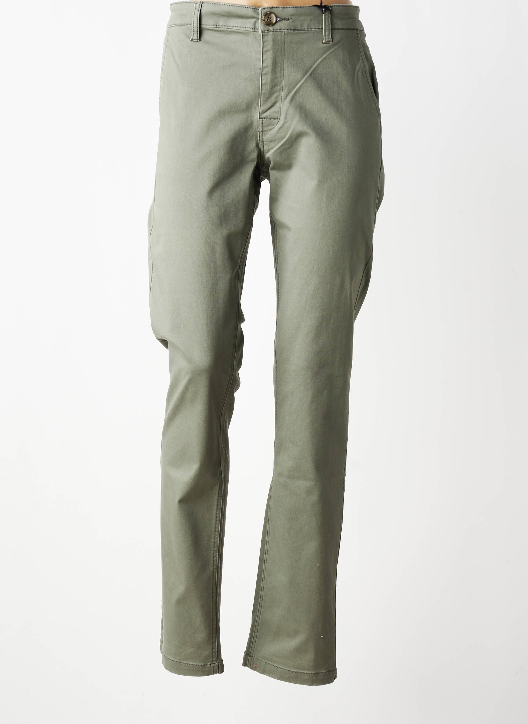 Pantalon chino tissage popeline taille normale vert ELORA femme