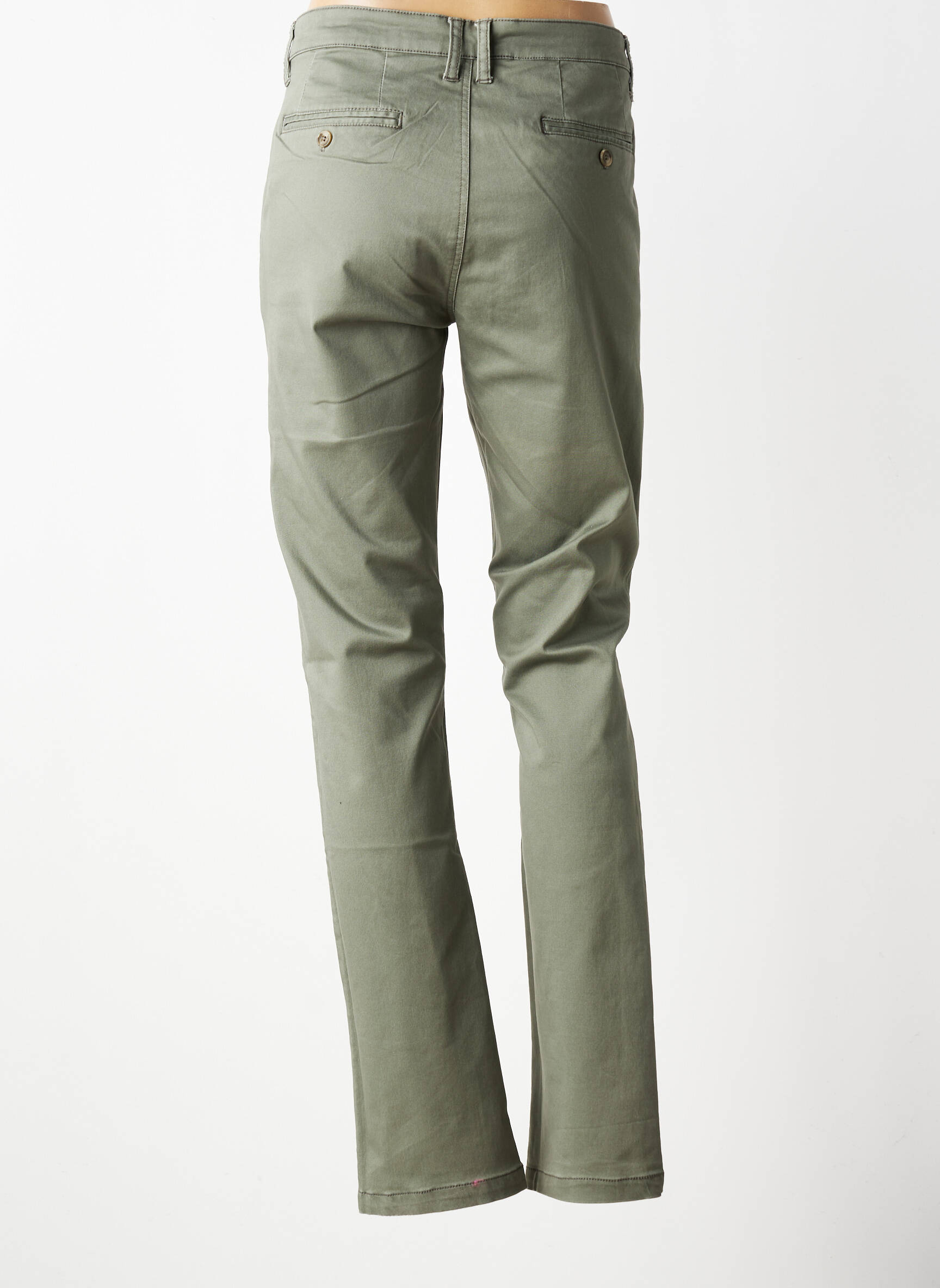 Pantalon chino tissage popeline taille normale vert ELORA femme
