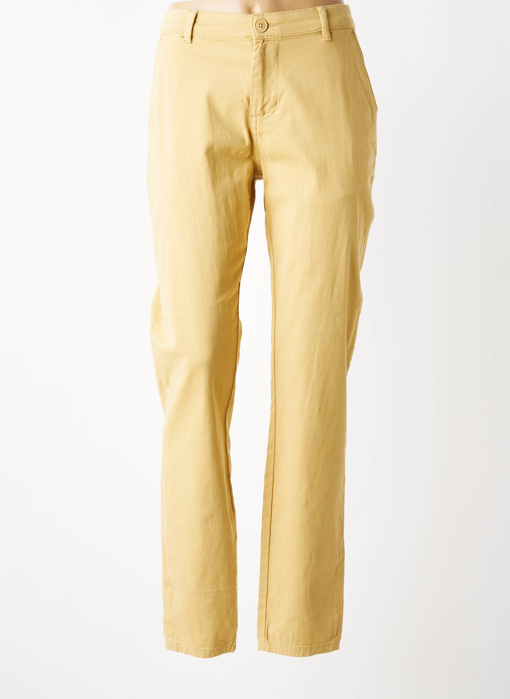 Pantalon chino tissage popeline taille normale beige ELORA femme
