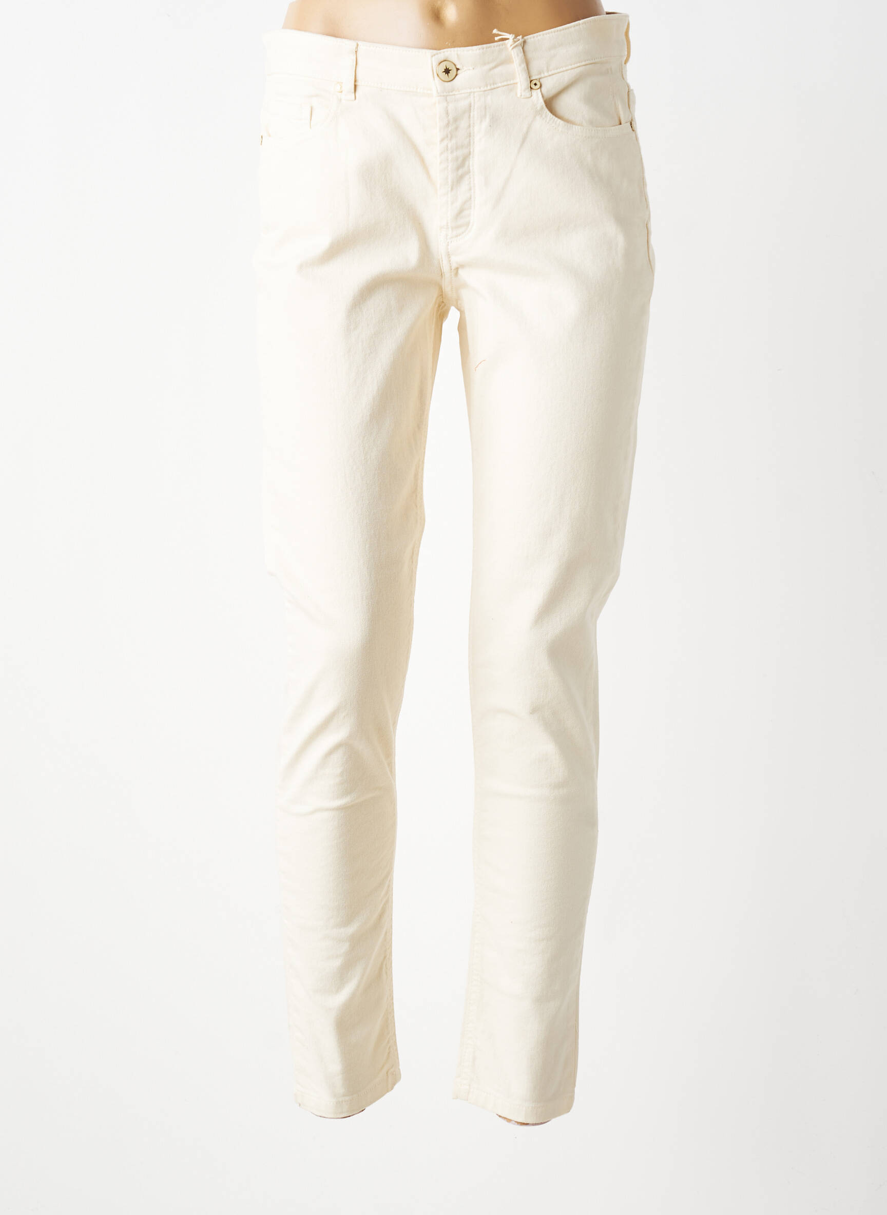 Jeans coupe slim stretch taille normale beige ELORA femme