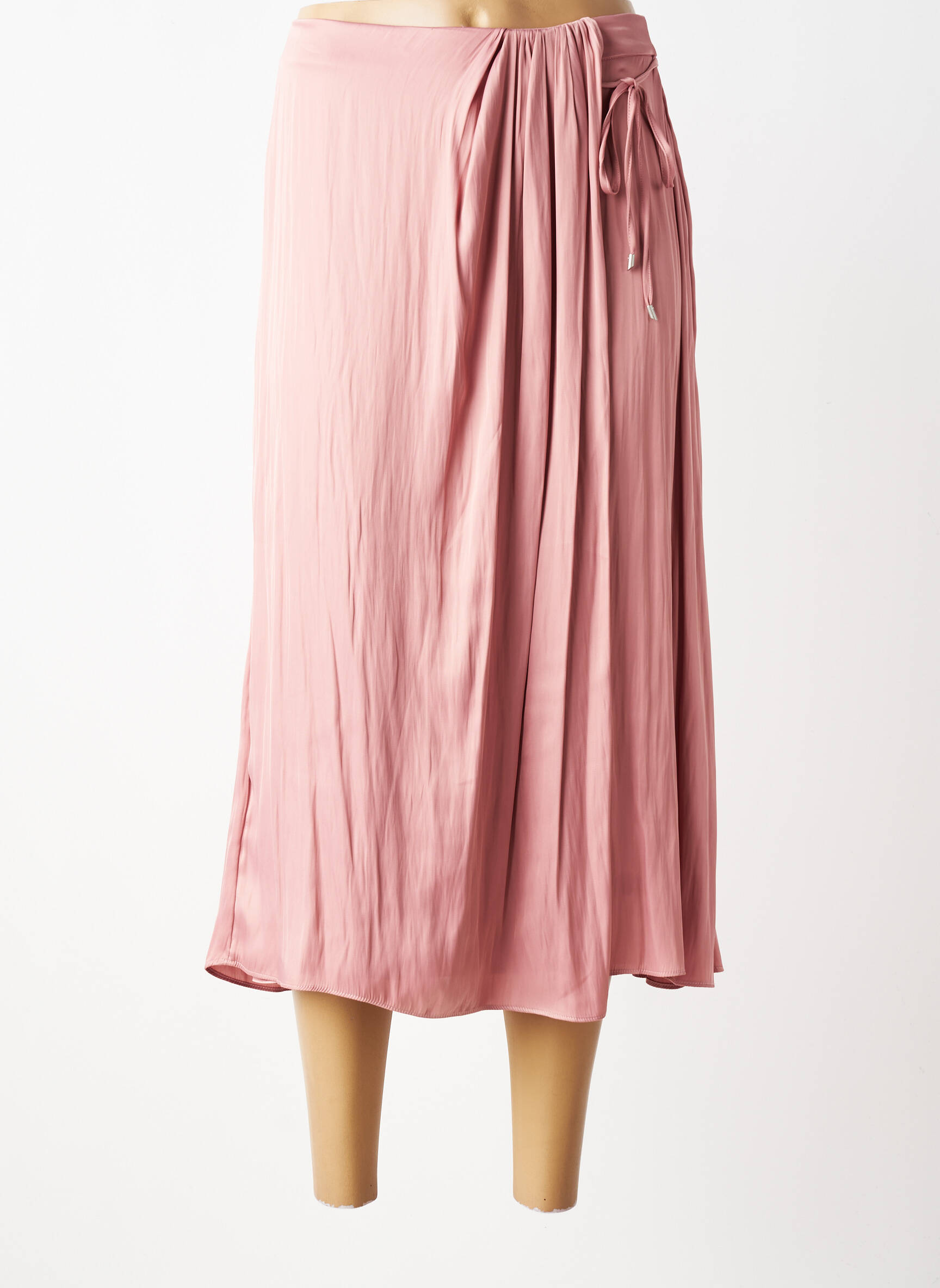 Jupe longue coupe fluide rose ELORA femme