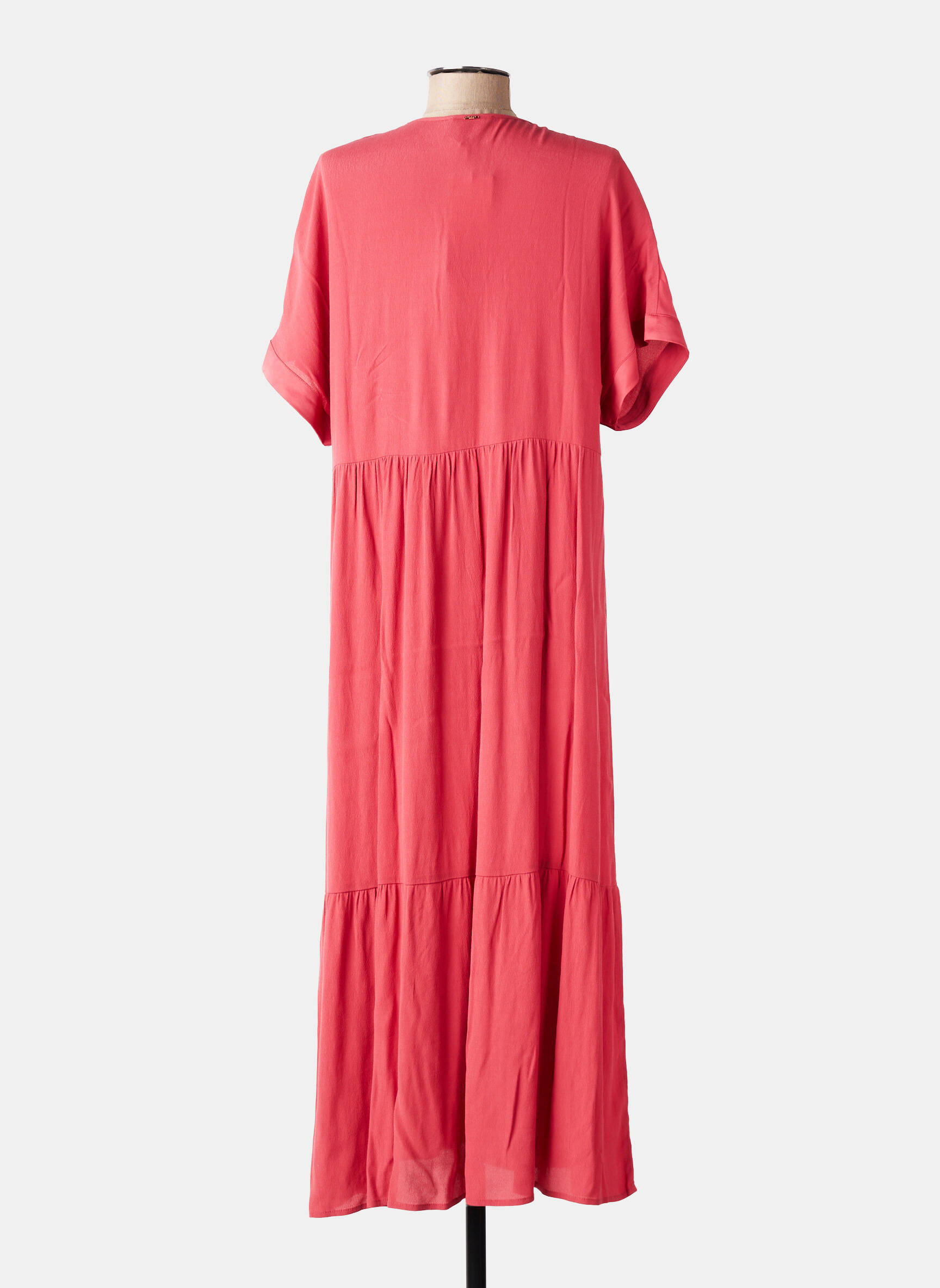 Robe longue manches courtes manches courtes rose ELORA femme