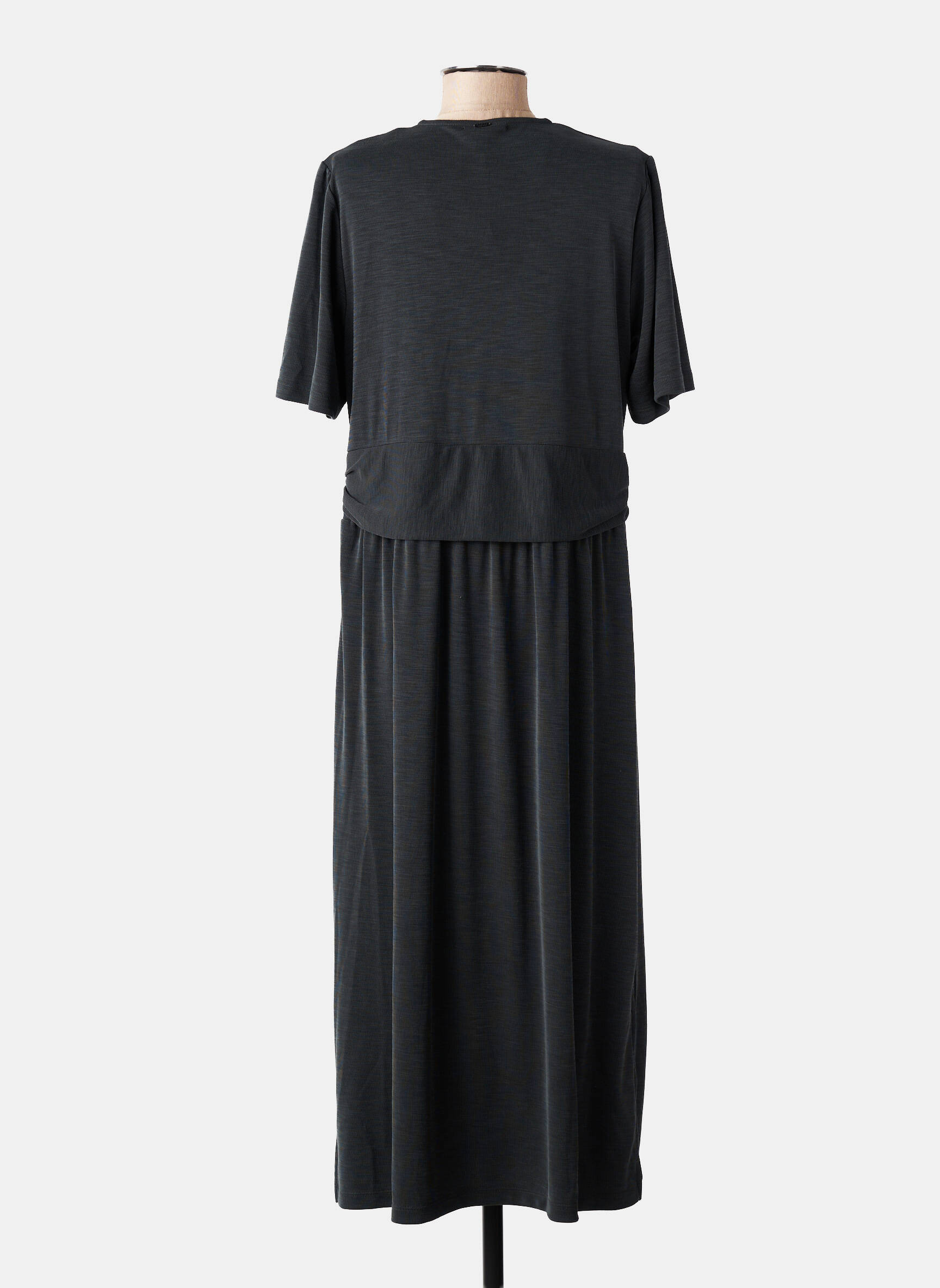 Robe longue manches courtes manches courtes gris ELORA femme