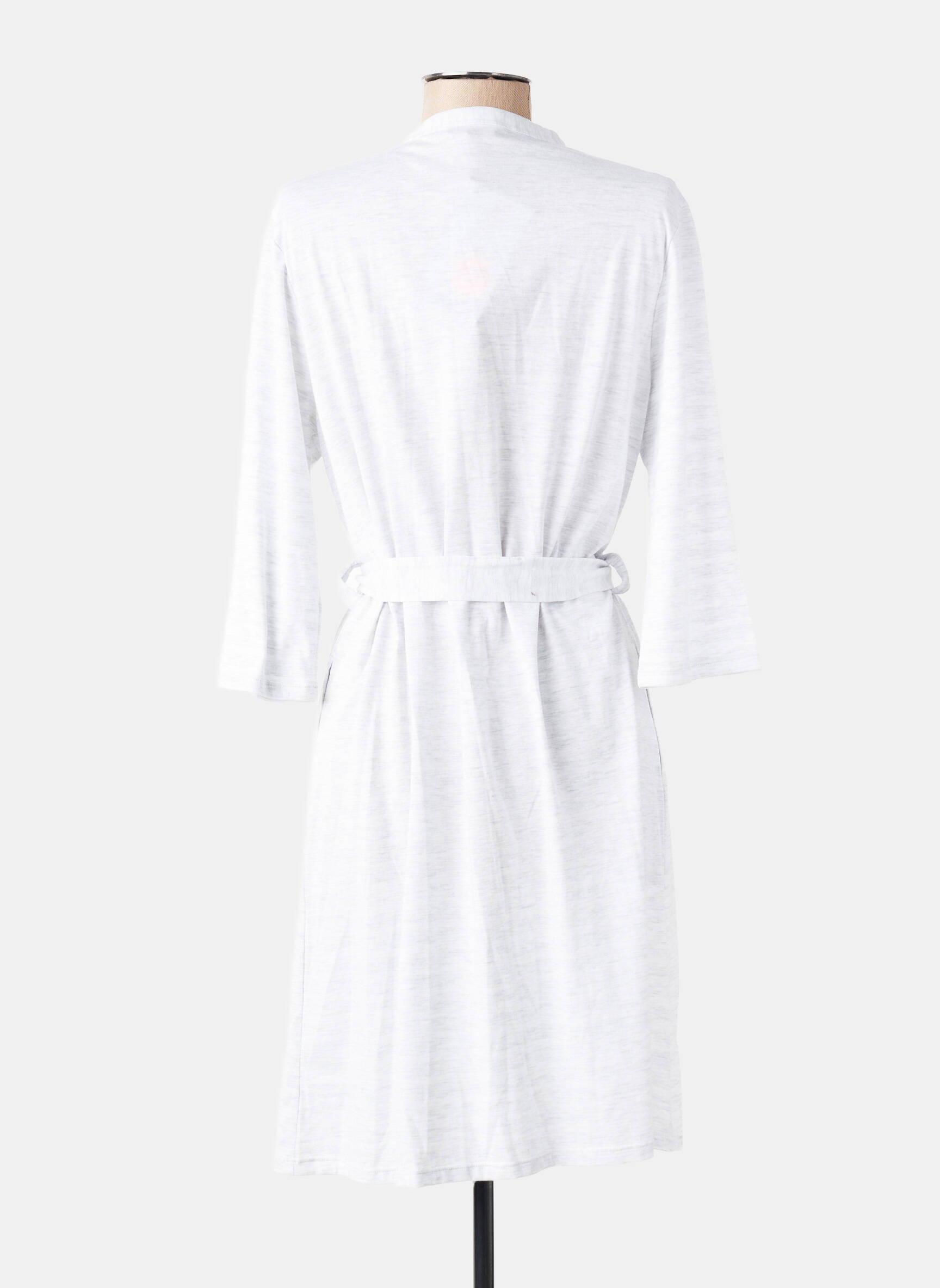 Robe de chambre col cache-coeur gris MASSANA femme